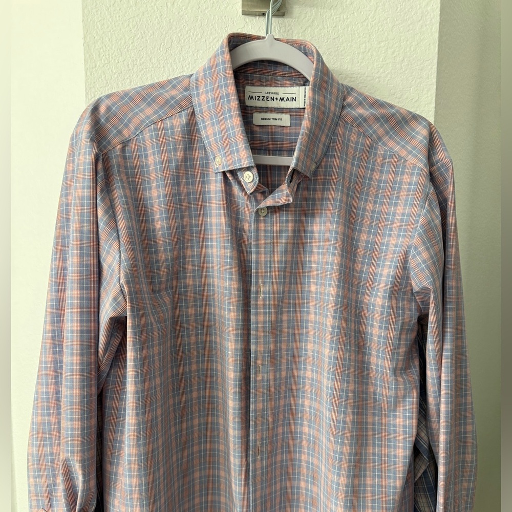 Mizzen+Main Pink and Blue Plaid Shirt - Medium Trim